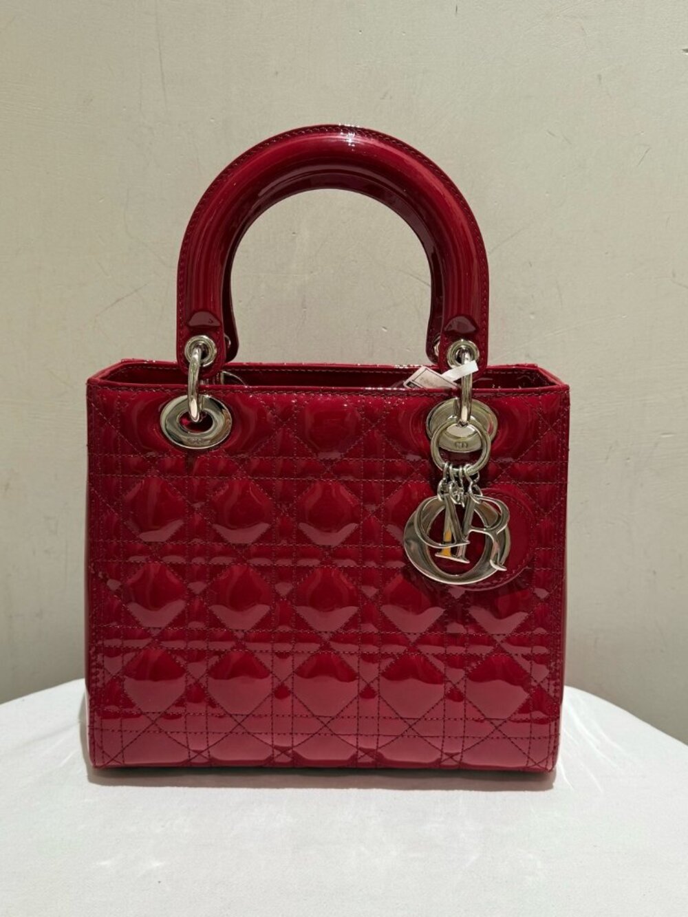 Dior Lady Dior Red Patent Leather 5-Cannage Handbag